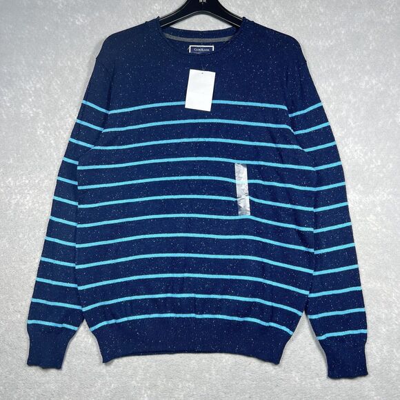 Club Room Pullover Sweater Men’s Size Medium Blue Striped Crewneck NWT - Picture 1 of 8